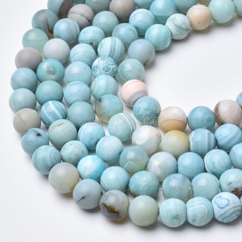 Blue Turquoise Color Agate Smooth Round Beads Strands, Approx 6-12mm, Approx 38cm/strand