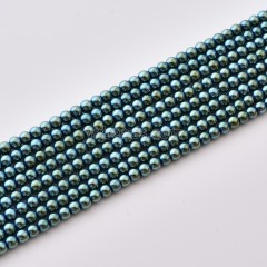 Green Color Plated Hematite Smooth Round Beads Strands, Approx 2-20mm, 38cm/strand