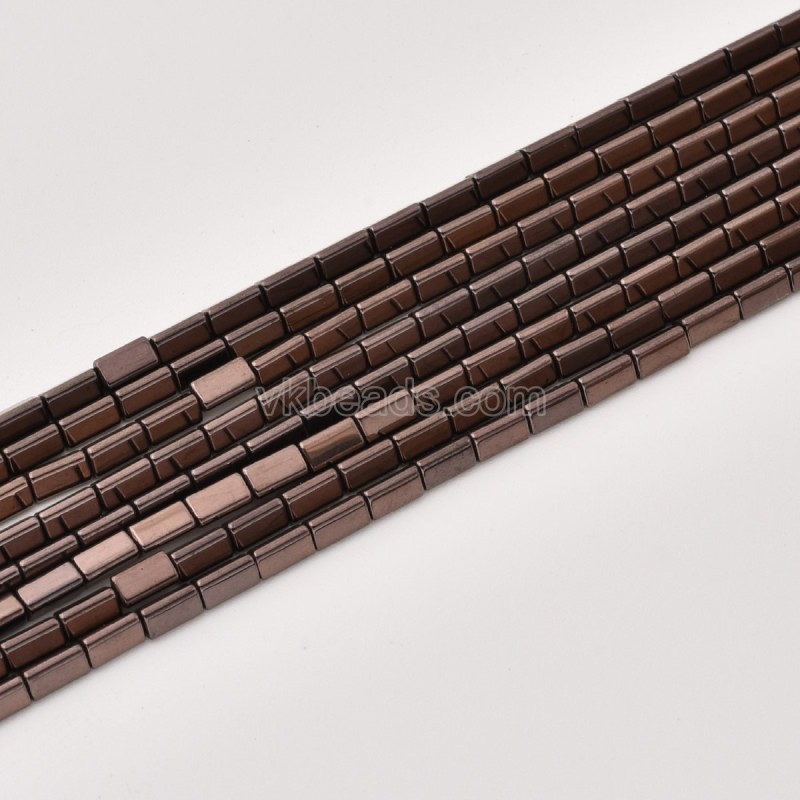 Brown Color Plated Hematite Triangle Tube Cylinder Beads Strands, Approx 3x3-3x5mm, 38cm/strand