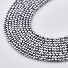 Silver Color Plated Hematite Smooth Round Beads Strands, Approx 2-20mm, 38cm/strand