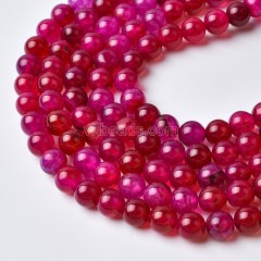 Fuchsia Agate Smooth Round Beads Strands, Approx8mm, Approx 38cm/strand