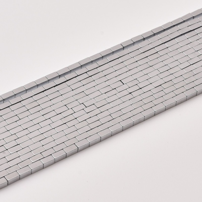 Silver Color Plated Hematite Cuboid Beads Strands, Approx 1x2-4x13mm, 38cm/strand