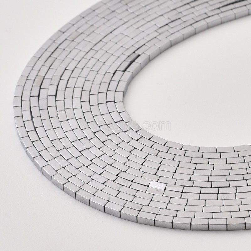 Silver Color Plated Hematite Cuboid Beads Strands, Approx 1x2-4x13mm, 38cm/strand