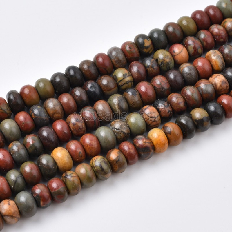 New Picasso Jasper/Red Creek Jasper Smooth Rondelle Beads Strands, Approx 2x4-5x8mm, 38cm/strand