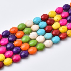 Multicolor Synthetic Turquoise Smooth Oval Beads Strands, Approx 7x9-30x40mm, 38cm/strand