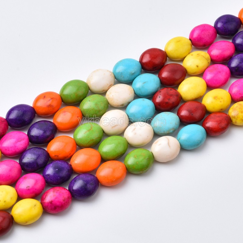 Multicolor Synthetic Turquoise Smooth Oval Beads Strands, Approx 7x9-30x40mm, 38cm/strand