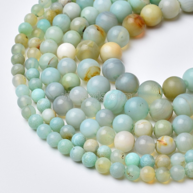 Green Turquoise Color Agate Smooth Round Beads Strands, Approx 6-12mm, Approx 38cm/strand