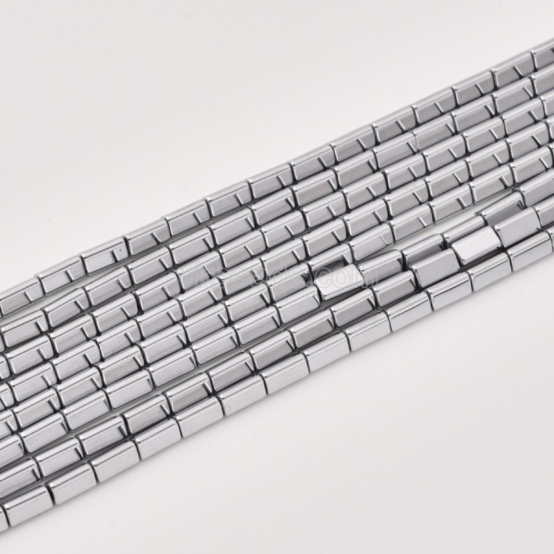 Silver Color Plated Hematite Triangle Tube Cylinder Beads Strands, Approx 3x3-3x5mm, 38cm/strand