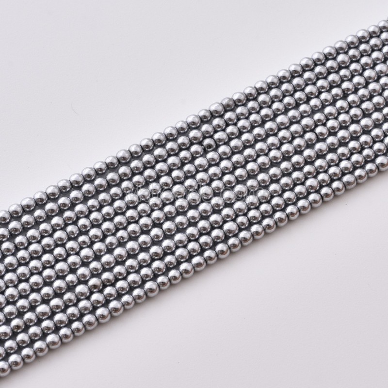 Silver Color Plated Hematite Smooth Round Beads Strands, Approx 2-20mm, 38cm/strand
