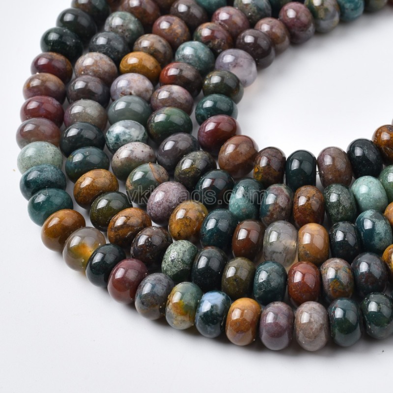 Fancy Jasper/Indian Agate Smooth Rondelle Beads Strands, Approx 2x4-5x8mm, 38cm/strand