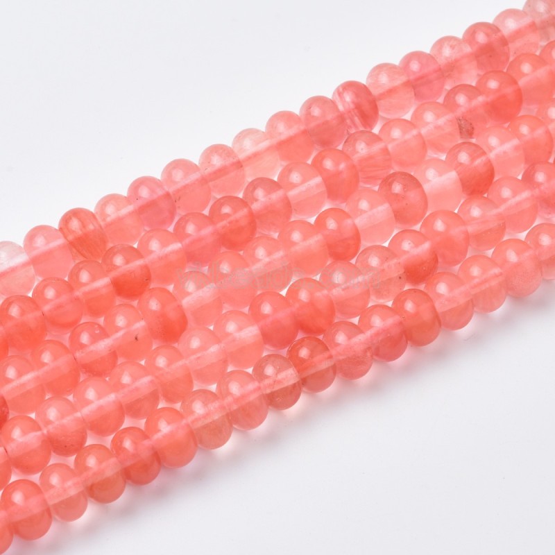 Red Cherry Quartz Smooth Rondelle Beads Strands, Approx 2x4-5x8mm, 38cm/strand