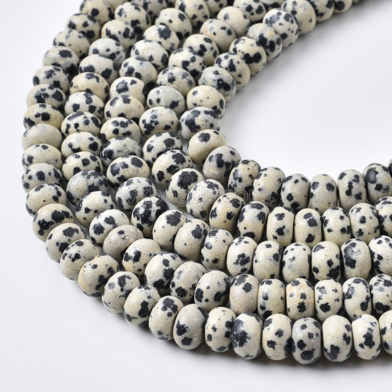 Dalmatian Jasper Smooth Rondelle Beads Strands, Approx 2x4-5x8mm, 38cm/strand