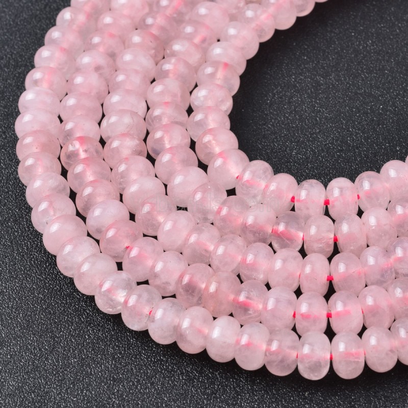 Rose Quartz Smooth Rondelle Beads Strands, Approx 2x4-5x8mm, 38cm/strand