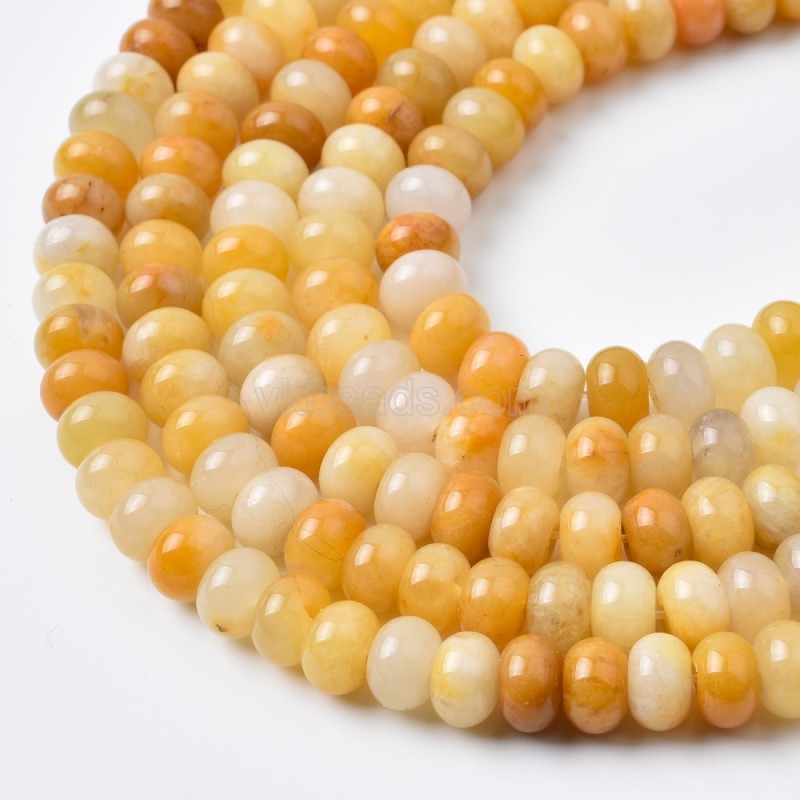 Old Yellow Jade(Quartzite Jade) Smooth Rondelle Beads Strands, Approx 2x4-5x8mm, 38cm/strand