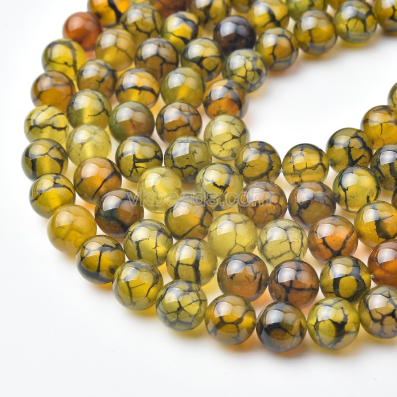 Olive Green Dragon Vein Agate Smooth Round Beads Strands, Approx 6-12mm, Approx 38cm/strand