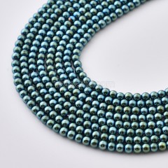 Green Color Plated Hematite Smooth Round Beads Strands, Approx 2-20mm, 38cm/strand