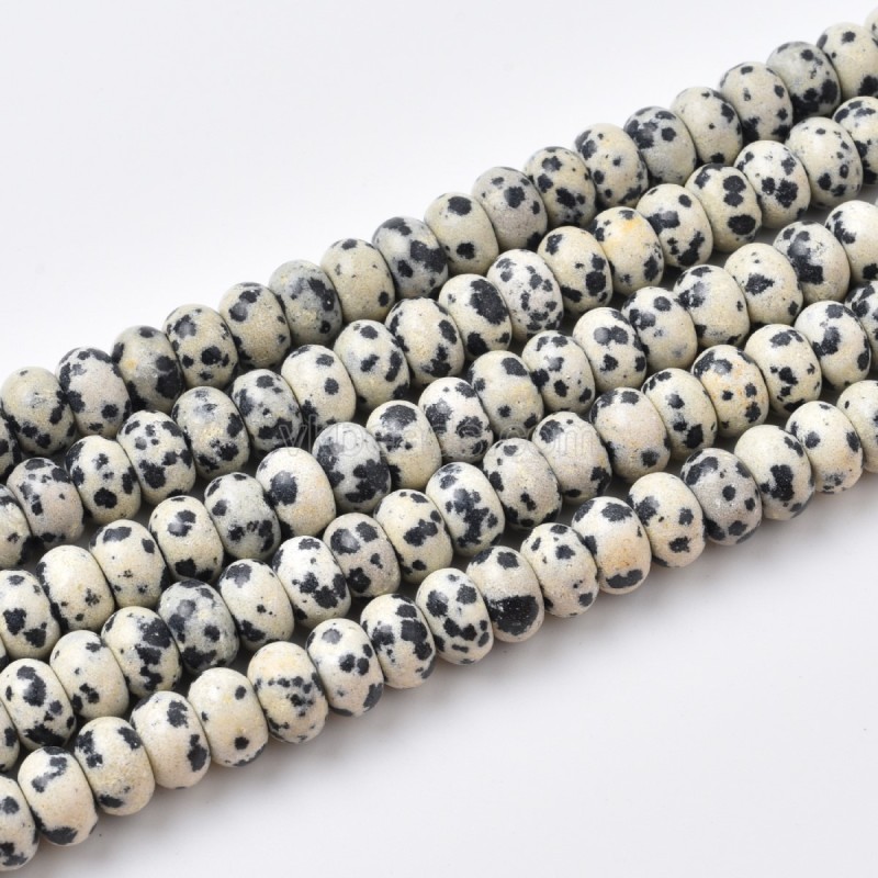 Dalmatian Jasper Smooth Rondelle Beads Strands, Approx 2x4-5x8mm, 38cm/strand
