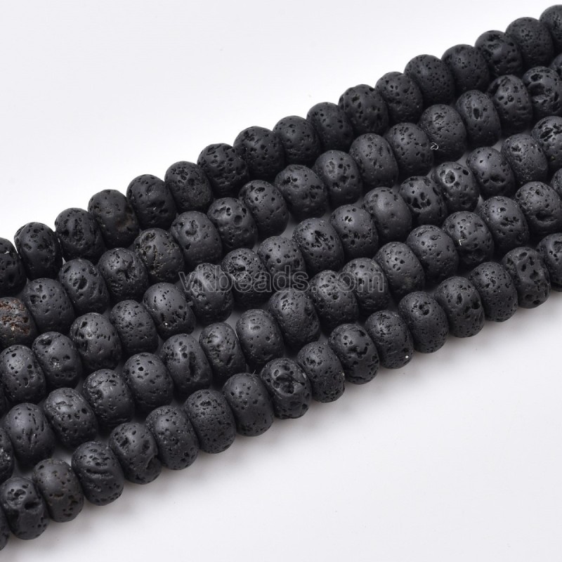 Black Lava Rock Smooth Rondelle Beads Strands, Approx 2x4-5x8mm, 38cm/strand