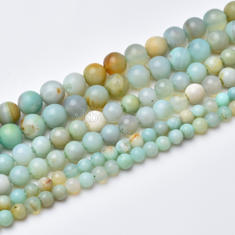 Green Turquoise Color Agate Smooth Round Beads Strands, Approx 6-12mm, Approx 38cm/strand