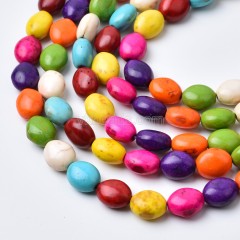 Multicolor Synthetic Turquoise Smooth Oval Beads Strands, Approx 7x9-30x40mm, 38cm/strand