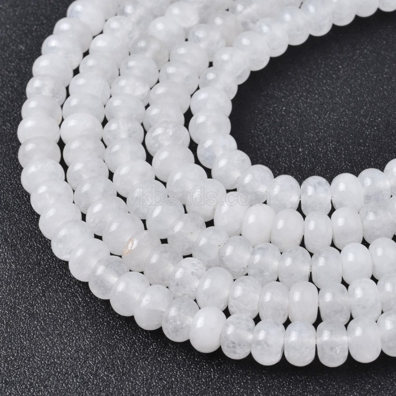 White Jade Smooth Rondelle Beads Strands, Approx 2x4-5x8mm, 38cm/strand