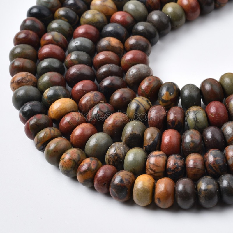 New Picasso Jasper/Red Creek Jasper Smooth Rondelle Beads Strands, Approx 2x4-5x8mm, 38cm/strand