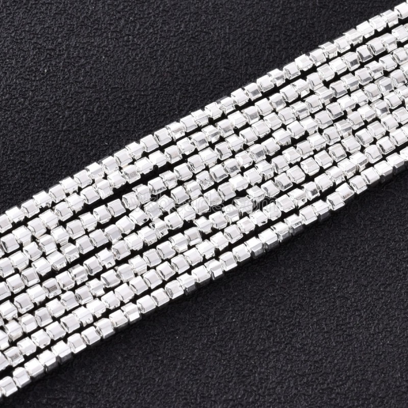 Bright Silver Color Plated Hematite Cushion Faceted Puffy Cube Beads Strands, Approx 2x2-6x6mm, 38cm/strand