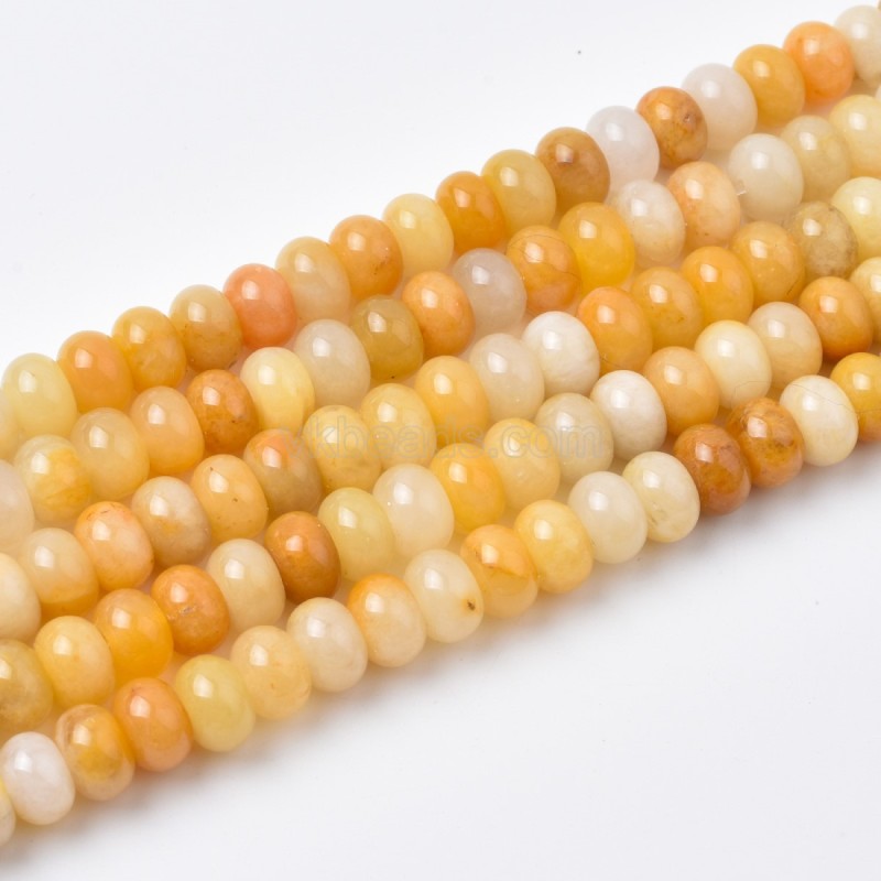 Old Yellow Jade(Quartzite Jade) Smooth Rondelle Beads Strands, Approx 2x4-5x8mm, 38cm/strand