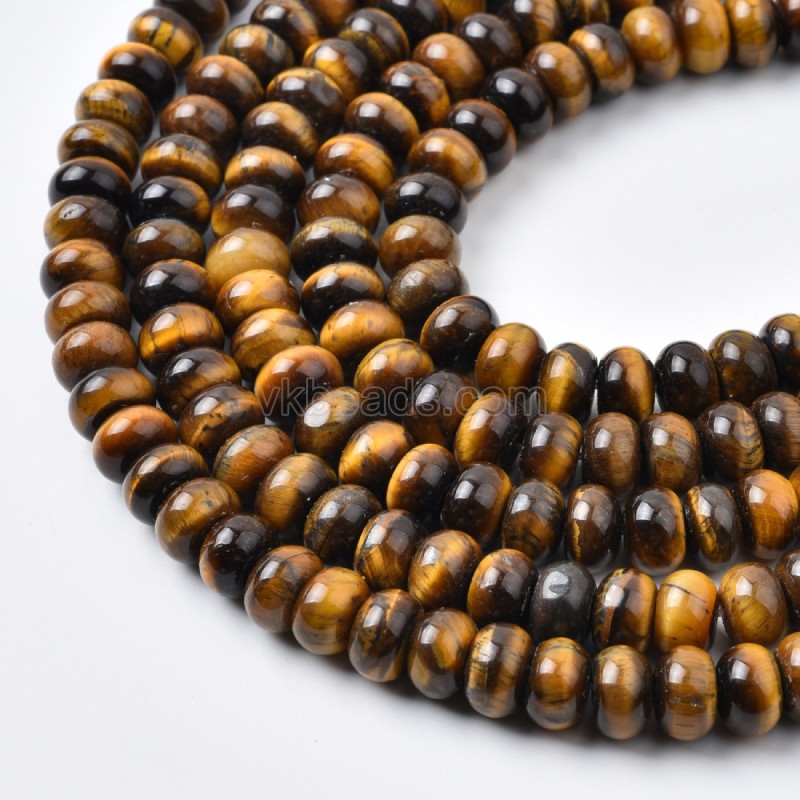 Yellow Tiger Eye Smooth Rondelle Beads Strands, Approx 2x4-5x8mm, 38cm/strand