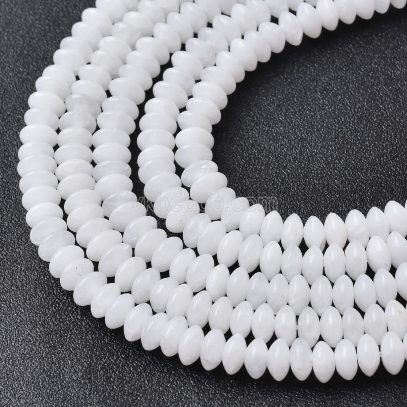 White Jade Smooth Saucer Beads Strands, Approx 3x6mm, 38cm/strand