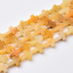 Yellow Quartzite Jade Vertically Drilled Flat Cross Beads Strands, Approx 10x14mm, 38cm/strand