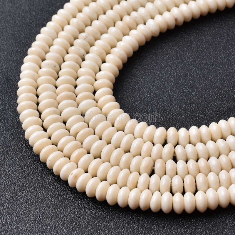 Creamy Petrified Wood Jasper Smooth Saucer Beads Strands, Approx 3x6mm, 38cm/strand