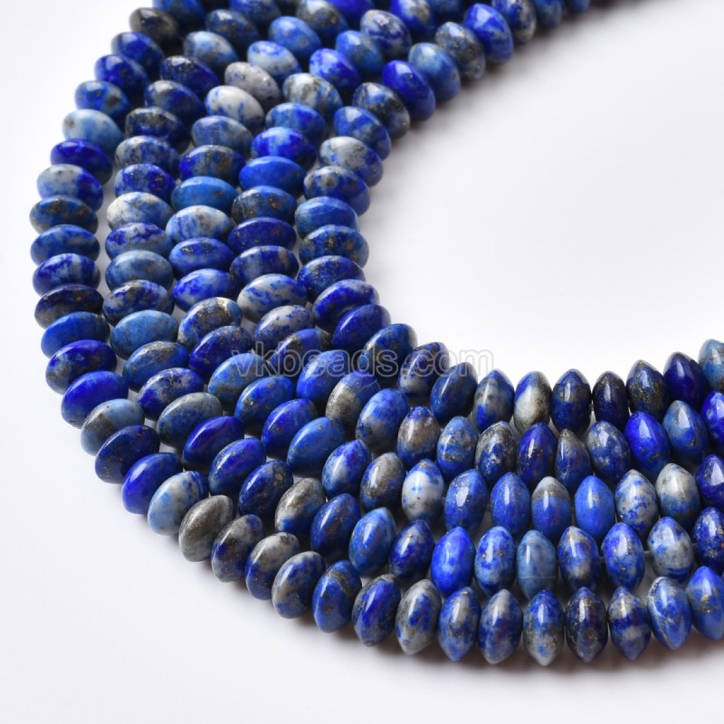 Natural Lapis Lazuli Smooth Saucer Beads Strands, Approx 3x6mm, 38cm/strand