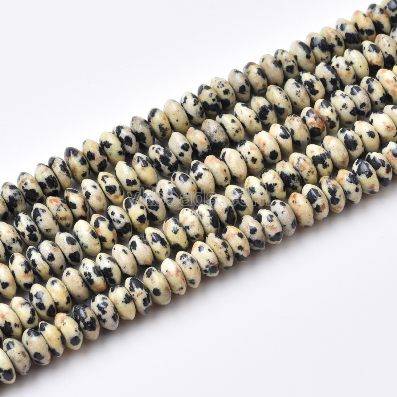 Dalmatian Jasper Smooth Saucer Beads Strands, Approx 3x6mm, 38cm/strand
