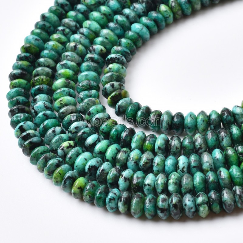 Faux African Turquoise Smooth Saucer Beads Strands, Approx 3x6mm, 38cm/strand