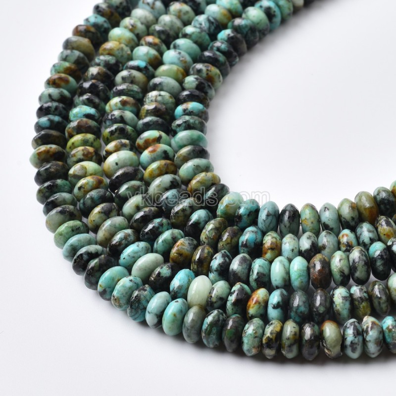 African Turquoise Smooth Saucer Beads Strands, Approx 3x6mm, 38cm/strand