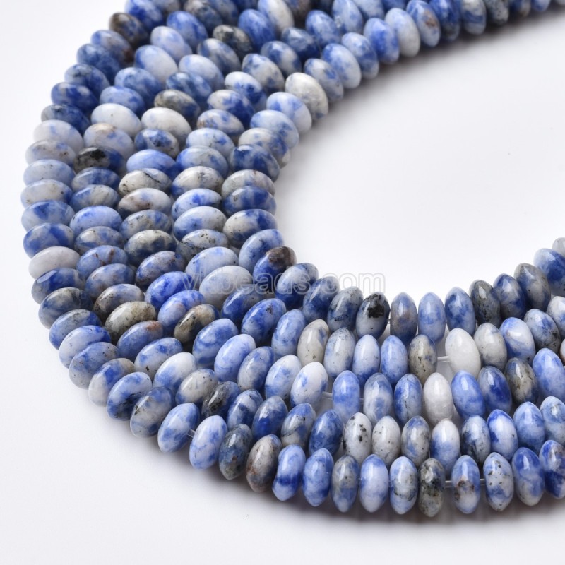 Blue Spot Jasper Smooth Saucer Beads Strands, Approx 3x6mm, 38cm/strand