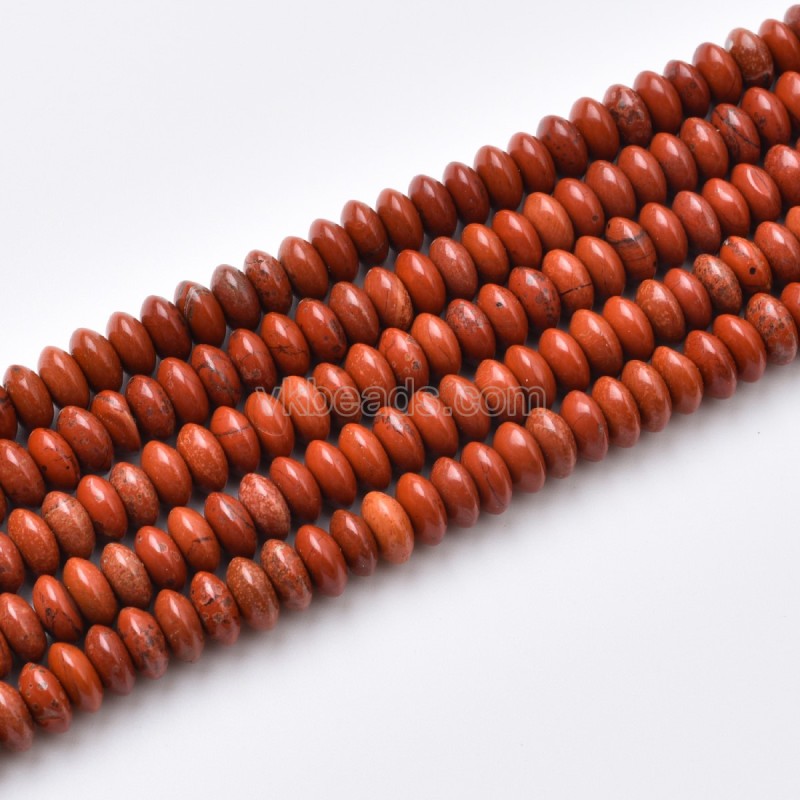 Red Jasper Smooth Saucer Beads Strands, Approx 3x6mm, 38cm/strand