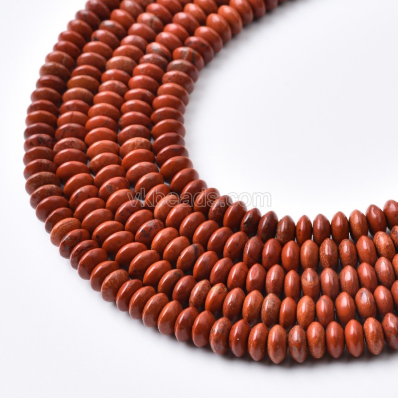 Red Jasper Smooth Saucer Beads Strands, Approx 3x6mm, 38cm/strand