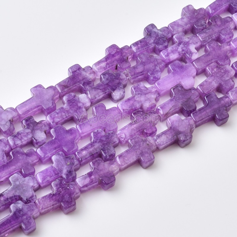 Amethyst Vertically Drilled Flat Cross Beads Strands, Approx 10x14mm, 38cm/strand