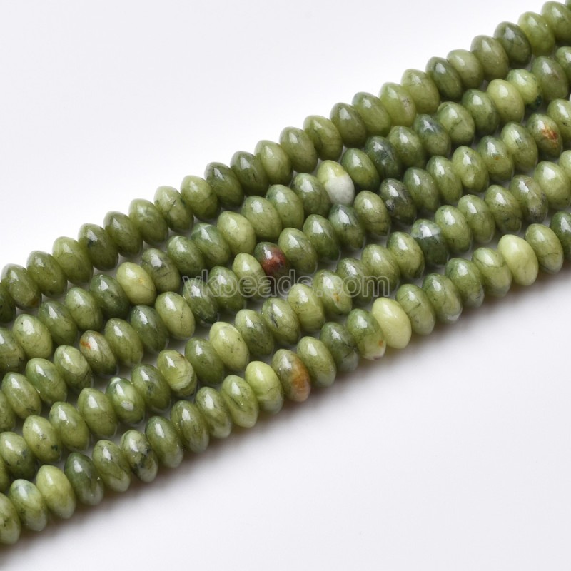 South Jade Smooth Saucer Beads Strands, Approx 3x6mm, 38cm/strand