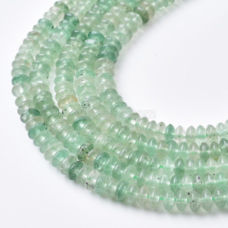 Green Strawberry Quartz Smooth Saucer Beads Strands, Approx 3x6mm, 38cm/strand