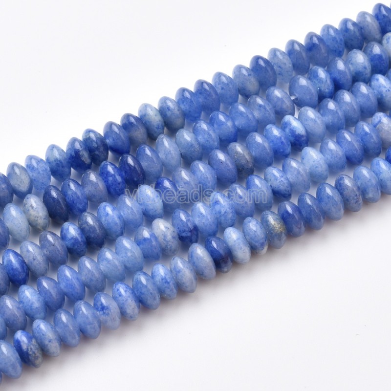 Blue Aventurine Smooth Saucer Beads Strands, Approx 3x6mm, 38cm/strand