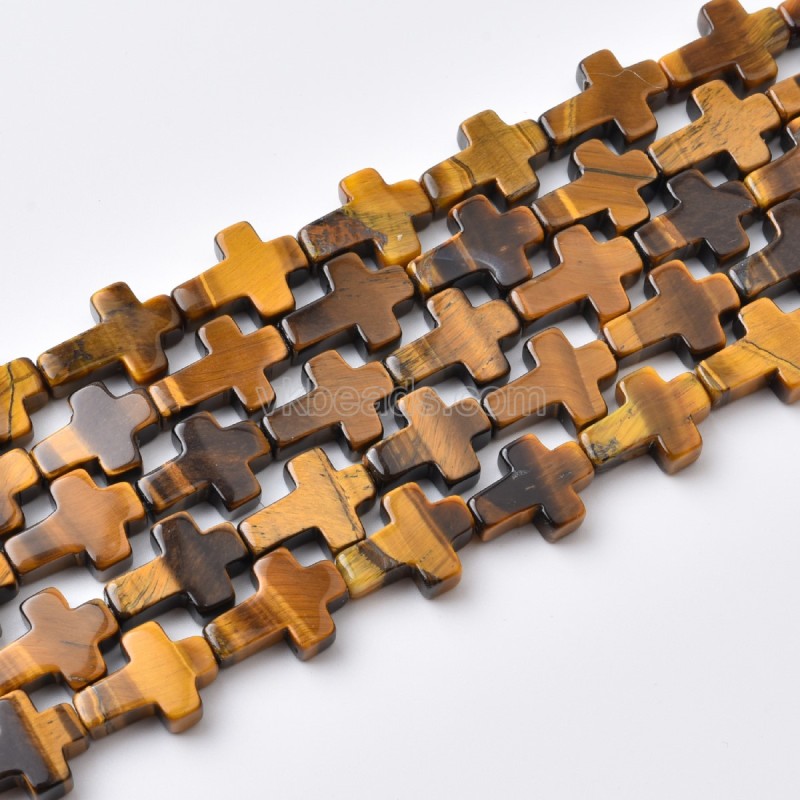 Yellow Tiger Eye Vertically Drilled Flat Cross Beads Strands, Approx 10x14mm, 38cm/strand