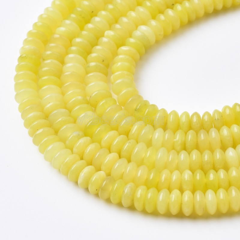 Lemon Jade Smooth Saucer Beads Strands, Approx 3x6mm, 38cm/strand