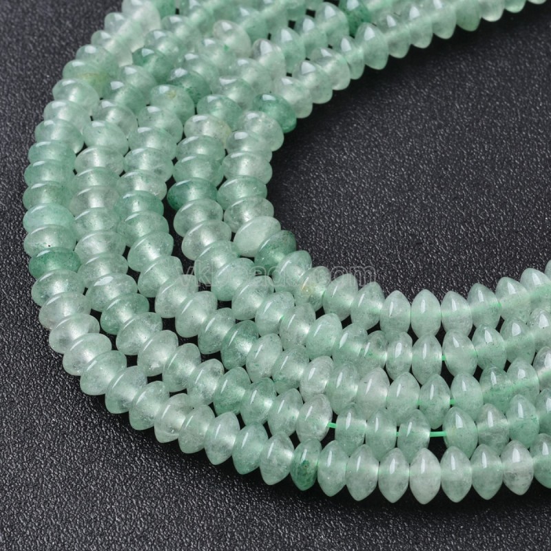 Green Aventurine Smooth Saucer Beads Strands, Approx 3x6mm, 38cm/strand