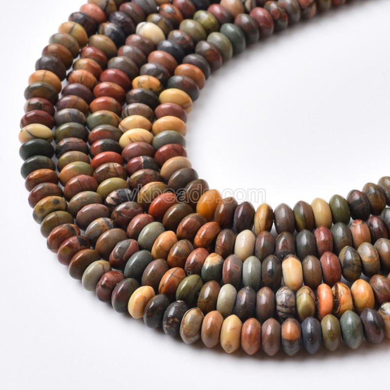 New Picasso Jasper/Red Creek Jasper Smooth Saucer Beads Strands, Approx 3x6mm, 38cm/strand