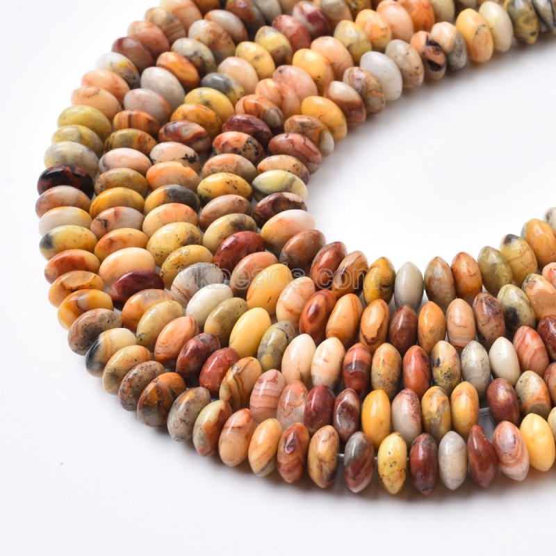 Crazy Lace Agate Smooth Saucer Beads Strands, Approx 3x6mm, 38cm/strand
