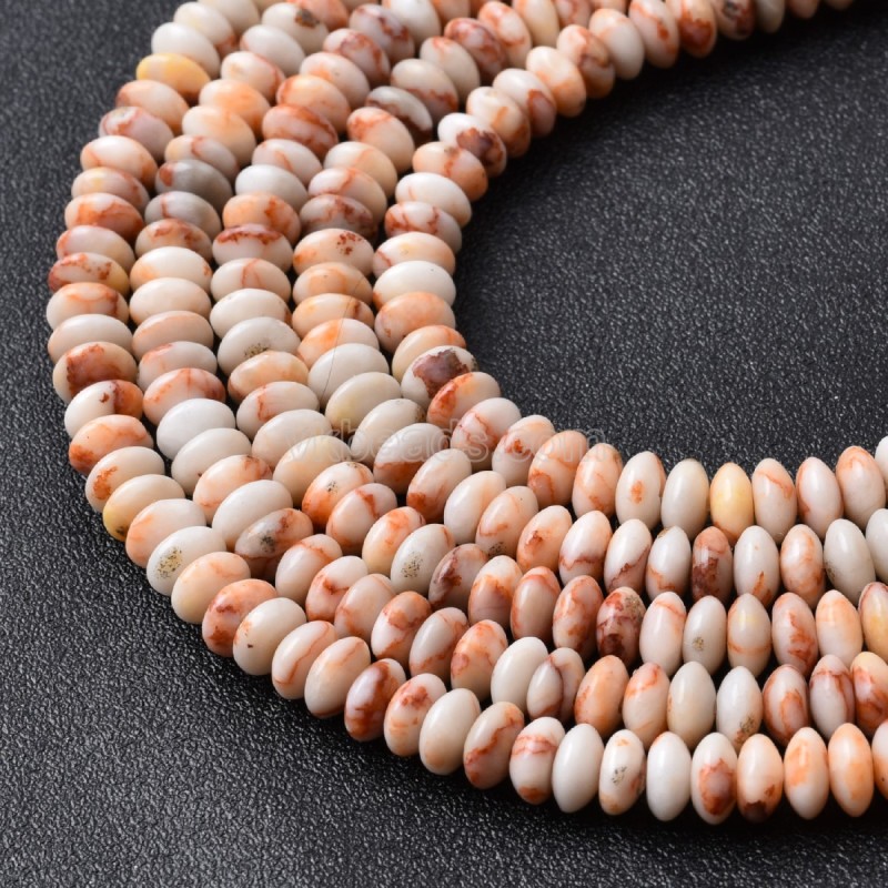 Red Veined Jasper Smooth Saucer Beads Strands, Approx 3x6mm, 38cm/strand