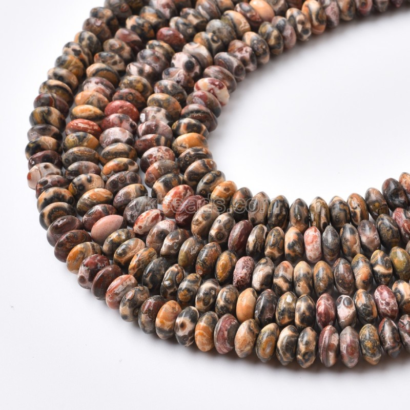Red Leopardskin Jasper Smooth Saucer Beads Strands, Approx 3x6mm, 38cm/strand